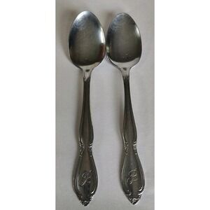 CustomCraft Stainless Steel Teaspoon Monogram Letter B Flatware Korea Lot Of 2